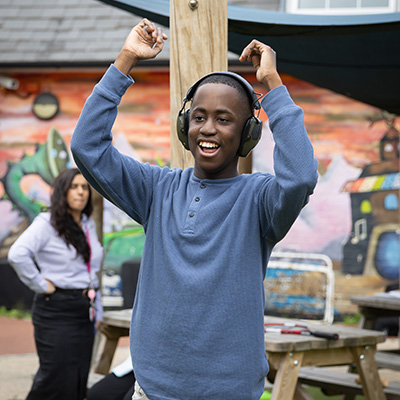 Student playing outdoors 